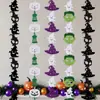 Colgante de Cadena de Calabaza Fantasma No Tejido Decoración Fiesta de Halloween Cadena Colgante de Sombrero de Bruja Decoración de Puerta Patio Decoración Colgante