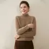 Suéter de doble capa engrosado con cuello semi-alto 100% cachemir puro para mujer, jersey de punto trenzado como prenda base