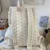 Mochila Saco com Tampa Flip-Top de Bolinhas para Mulheres, Estilo Universitário, Bolsa para Faculdade e Trabalho, Mochila Pequena Casual de Viagem de Nicho