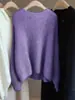 Suéter Corto de Cachemira para Mujer, Otoño/Invierno 2026, Versátil, Cuello Redondo, Corte Holgado, Estilo Europeo, Suéter Suave de Base de Lana
