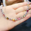 Venta al por mayor de fábrica Popular Pulsera de Turmalina Natural con Incrustaciones de Plata S925 Piedra Principal 5*7 Joyería de Lujo Venta Directa de Fábrica