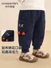 Calça Infantil Kaka Panda com Forro de Fleece Calça Longa para Meninos Roupa de Inverno Calça de Algodão Quente de Inverno para Bebê Calça Infantil Outono/Inverno para Meninas