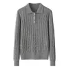 Suéter de punto trenzado de 12 puntos con cuello retorcido, hombros normales, suéter de punto, polo, cuello puro, cachemir, moda casual para mujer