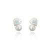 Aretes de Corazón Azul Manchado para Mujer, Pines de Plata, Dulces de Verano, Ligeros, Lujosos, de Gama Alta, Elegantes, Aretes de Corazón de Niña con Lazo