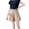 Pantalones casuales para mujer, pantalones de traje de moda, estilo coreano, pantalones acampanados adelgazantes con cremallera invisible, shorts dulces de línea A
