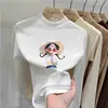 Camada base estampada para meninas, fleece dupla face, outono/inverno, gola alta, manga longa, camiseta interna estilosa e quente para crianças maiores
