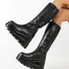 Botas de Cano Médio Leves, Fáceis de Usar e Versáteis com Solado Grosso, Novo Estilo Outono 2025 Y2K Botas de Motociclista Hot Girl, Botas Longas Acima do Joelho