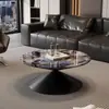 Mesa de Centro Estilo Italiano em Mármore, Sala de Estar Minimalista, Redonda Moderna Simples de Luxo Leve, Pequeno Apartamento, Mesa de Chá Flutuante