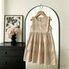 Novo Vestido de Verão para Meninas, Vestido Princesa Estiloso Sem Mangas com Babados, Vestido Regata Doce para Meninas, Venda Quente Transfronteiriça