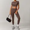 Nuevo conjunto de ropa de fitness transfronteriza para otoño e invierno para mujer, ajustado, alta elasticidad, secado rápido, Pilates, conjunto de yoga de cintura alta
