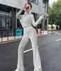 Europeu e Americano Transfronteiriço Amazon 2024 Novo Conjunto de Duas Peças Malha Slim-fit Manga Longa Suéter com Capuz Calça Solta