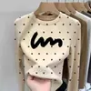 2026 Camiseta de Manga Larga con Lunares para Niñas Otoño/Invierno de Terciopelo Alemán, Capa Base Cálida para Niños, Top Elegante