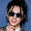 Nuevas gafas de sol de moda cuadradas para hombre y mujer con incrustaciones de diamantes de alta calidad, gafas de sol transfronterizas europeas y americanas para discoteca y club nocturno, gafas de sol de moda