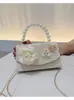 Nova Bolsa de Noite Elegante de Comércio Exterior com Pérolas Grandes e Strass, Bolsa de Mão Plissada, Bolsa Transversal Versátil da Moda