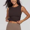Nuevo Producto de Verano de Juyitang Top sin Mangas de Costilla Plisado Doble Cara Cintura Delgada Chaleco Deportivo de Yoga para Mujer