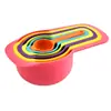 Taza medidora arcoíris cuchara medidora color juego de 6 piezas cuchara medidora colorida herramienta para hornear de cocina juego opp