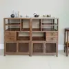 Nuevo Aparador Chino Gabinete de Té Gabinete para Juego de Té Gabinete de Sala de Té Gabinete de Exhibición Zen Madera Maciza Madera de Olmo Viejo Color Nogal Gabinete de los Tres Tesoros