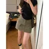 Mini Falda de Mezclilla Estilo Americano con Múltiples Bolsillos para Mujer, Nueva Llegada de Verano, Falda de Línea A Adelgazante de Cintura Alta Americana Anti-Exposición