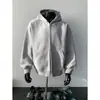 Sudadera con capucha de punto pesado para hombre, nuevo estilo coreano casual primavera/otoño, diseño de doble cremallera, chaqueta superior holgada