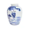 Jingdezhen Porcelana Azul y Blanca Jarrón Pequeño Tarro General Azul y Blanco Chino Tarro de Melón de Invierno Jarrón Decorativo para Sala de Estar Adornos de Jarrón