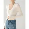 Tienda Insignia Shanghai Dan Nong / Suéter de Punto de Lana Merino con Cuello Redondo para Mujer, de Manga Larga, Corte Ajustado, con Escote Ovalado, Adecuado como Ropa Interior