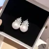 ¡Cuentas de Escarcha y Coronas de Sombra! Aretes de Perla y Circonita, Exquisitos Aretes Estilo Francés, Aretes de Diseño Nicho para Mujeres al por Mayor