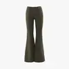 YECHUAN # Jeans acampanados estilo retro americano verde militar para mujer, estilo otoño, tiro bajo, corte ajustado, favorecedores, pantalones de campana de moda