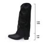 Botas de Equitação Europeias e Americanas para Comércio Exterior, Bico Fino Apontado, Slip-On, Salto Médio Longo, Estilo Retrô, Com Tachas, Botas de Cowboy Ocidentais Altas para Mulheres
