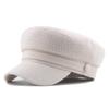 Gorra de algodón y lino estilo coreano para otoño e invierno, estilo azul marino, gorra de pintor para mujer, gorra de vendedor de periódicos, gorra con visera de color sólido versátil y moderna para hombre, gorra de copa plana