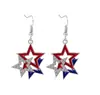 Pendientes de Ala de Estrella Creativa del Día de la Independencia de EE. UU. Transfronterizos Pendientes Rojos Blancos Azules Distintivos Calientes de Amazon