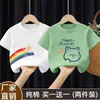 Estilo Verano 2025 Mediana y Grande Niños 100% Algodón Camiseta de Manga Corta para Niñas Moda Bebé Versátil Cuello Redondo Top Estampado
