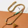 Colar Corda de Algodão Tibetano Esfregado à Mão Cordão Amuleto Wenwan de Âmbar Corda de Thangka Tecido à Mão com Cordão Estilo Étnico