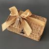 Cesto Tejido de Pasto Marino con Manchas Boda Cesto Rectangular de Bambú con Tapa Caja de Regalo Tejida Estilo Bosque Caja de Regalo de Ratán Hecha a Mano