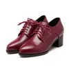 Zapatos de vestir retro con cordones Europa y América 40 Zapatos de vestir Comercio exterior Primavera y Otoño Tacón medio Zapatos Romanos talla grande Puntiagudos Gruesos Zapatos de Mujer 43 Nuevos