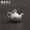 Vive tu vida como una tetera y un buen libro Colgante de tetera pequeña de plata pura S999 vintage Accesorios de joyería