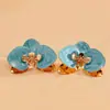 Pulsera Abierta de Doble Capa con Flor de Goteo de Aceite Transfronteriza Europea y Americana con Diseño Único, Estilo Personalizado, Accesorio de Mano Simple y de Moda