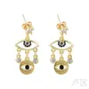 Brincos Criativos de Gotejamento de Óleo Cobre Banhado a Ouro 18k Micro Zircônia Olho de Hórus Brincos de Franja Moda Europeia e Americana Feminina