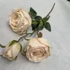 Ramo de Novia Artificial de Princesa Rosa de 3 Cabezas Flores Falsas de Plástico Decoración del Hogar Rosa Artificial Flores Falsas Personalización