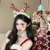 Diadema de Oso Navideño con Cabeza de Astas Grandes Accesorios para el Cabello de Navidad de Otoño e Invierno Diadema Súper Hada para Mujer Accesorios para Fotos de Disfraz de Reno