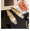 Edición Piel de Vaca ~ Estilo Hada Zapatos Mary Jane de Piel Genuina Plata para Mujer Zapatos Planos de Primavera con Punta Redonda