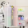 Cesto de Armazenamento para Tapete de Yoga, Equipamento Esportivo, Rack de Armazenamento para Equipamento de Fitness, Rack de Armazenamento com Rodas, Badminton com Rodas para Casa
