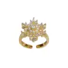 Anillo abierto tipo copo de nieve, ligero, lujoso y moderno, de estilo francés, con un diseño único, perfecto como accesorio para el dedo índice
