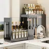 Prateleira de Armazenamento de Temperos Extraível para Cozinha Organizador Multifuncional de Condimentos para Bancada Caixa Lateral Ultra-Estreita à Prova de Poeira Armário