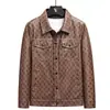 AliExpress Chaqueta de Cuero para Hombre Lujo Ligero Ajustada Moda Solapa Casual Chaqueta de Cuero Adolescente Estampado de Letras Chaqueta de Cuero