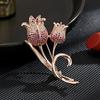 Broche de Tulipán Colorido de Zirconio Elegante de Gama Alta Clásico Broche de Corsage Floral de Gama Alta Fabricante Venta al por Mayor