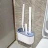 Cepillo de Inodoro de Silicona Hogareño de Plástico Montado en la Pared con Base Cepillo de Inodoro Cepillo de Limpieza Juego Montado en la Pared Limpiador de Inodoro Montado en la Pared