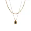 Colar feminino de aço titânio de camada dupla, marca Black Square, dourado, duas camadas empilhadas, corrente para clavícula com design de celebridade da internet, estilo frio e elegante