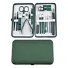 Conjunto de Tesouras para Unhas Transfronteiriço Verde Escuro Conjunto de 18 Peças Cortador de Unhas Oblíquo Peça Única Conjunto Mínimo de Tesouras para Manicure e Cutículas