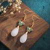 Pendientes de estilo vintage de la época medieval, pendientes de jade vintage, borlas largas clásicas Hanfu, joyería elegante de moda nacional para mujer.