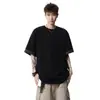 Camiseta de Manga Corta a Cuadros Estilo Americano con Puños para Hombre, Nuevo Verano 2026 Diseño Holgado, Camiseta Pesada de Manga Media con Cuello Redondo